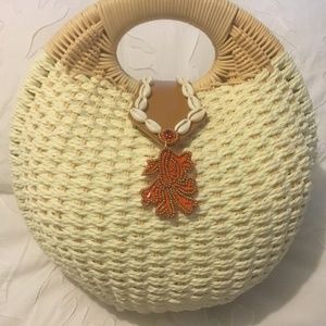 Coral & Shell Woven Canteen bag NWT